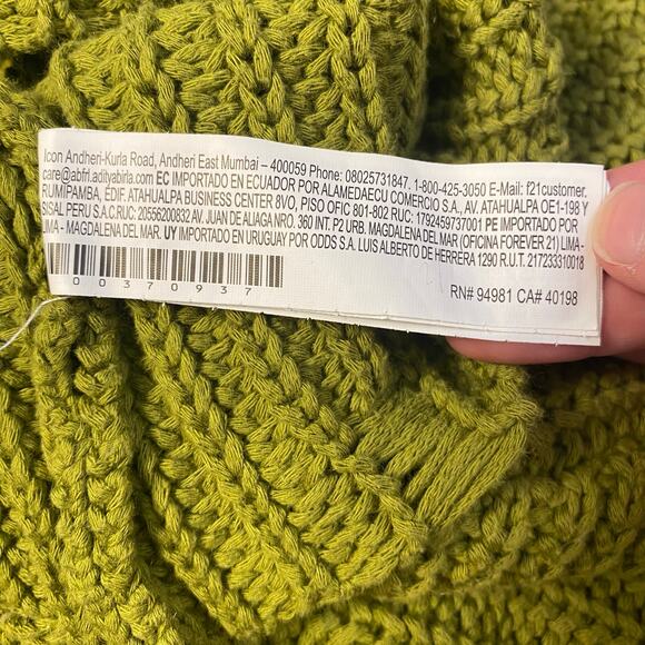 Forever 21 Ribbed Distressed Sweater Womens Size S Olive Green Grunge - Picture 8 of 8